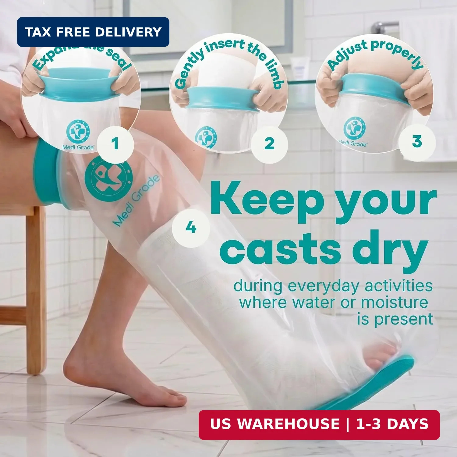 Waterproof Cast Covers for Shower Leg | Cover for Showering after Surgery Protec