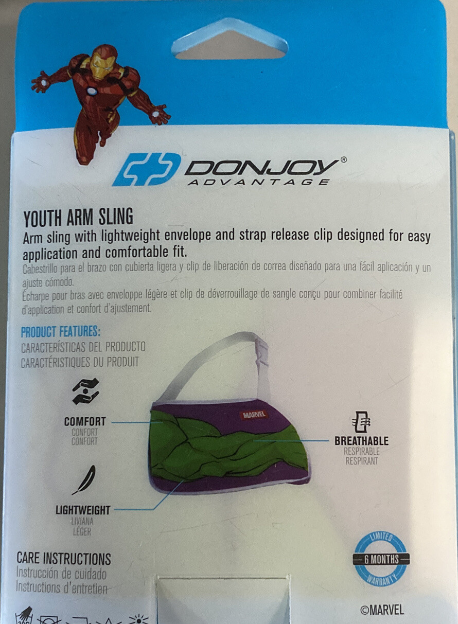 3-DonJoy Advantage Marvel HULK Pediatric Adjustable Arm Sling UP TO 9″ FREE SHIP