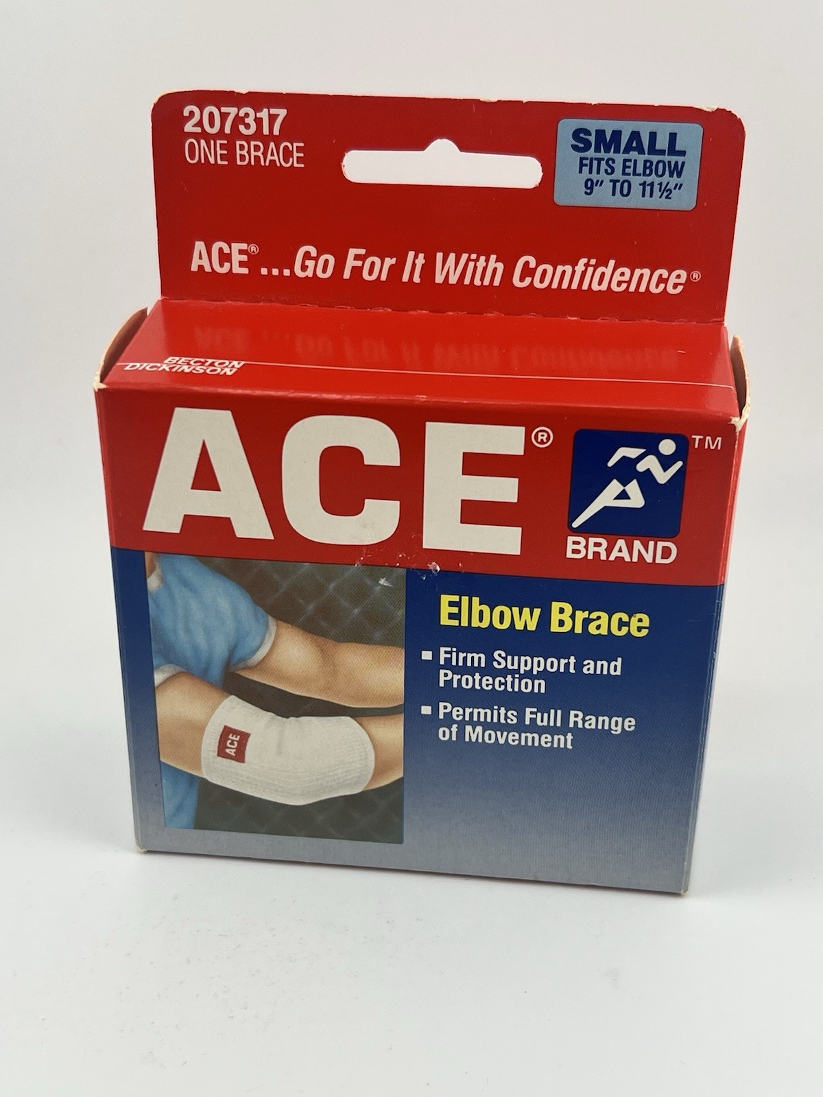Vintage New ACE Elbow Brace White 207317 SMALL Fits Elbow 9” TO 11 1/2” NOS