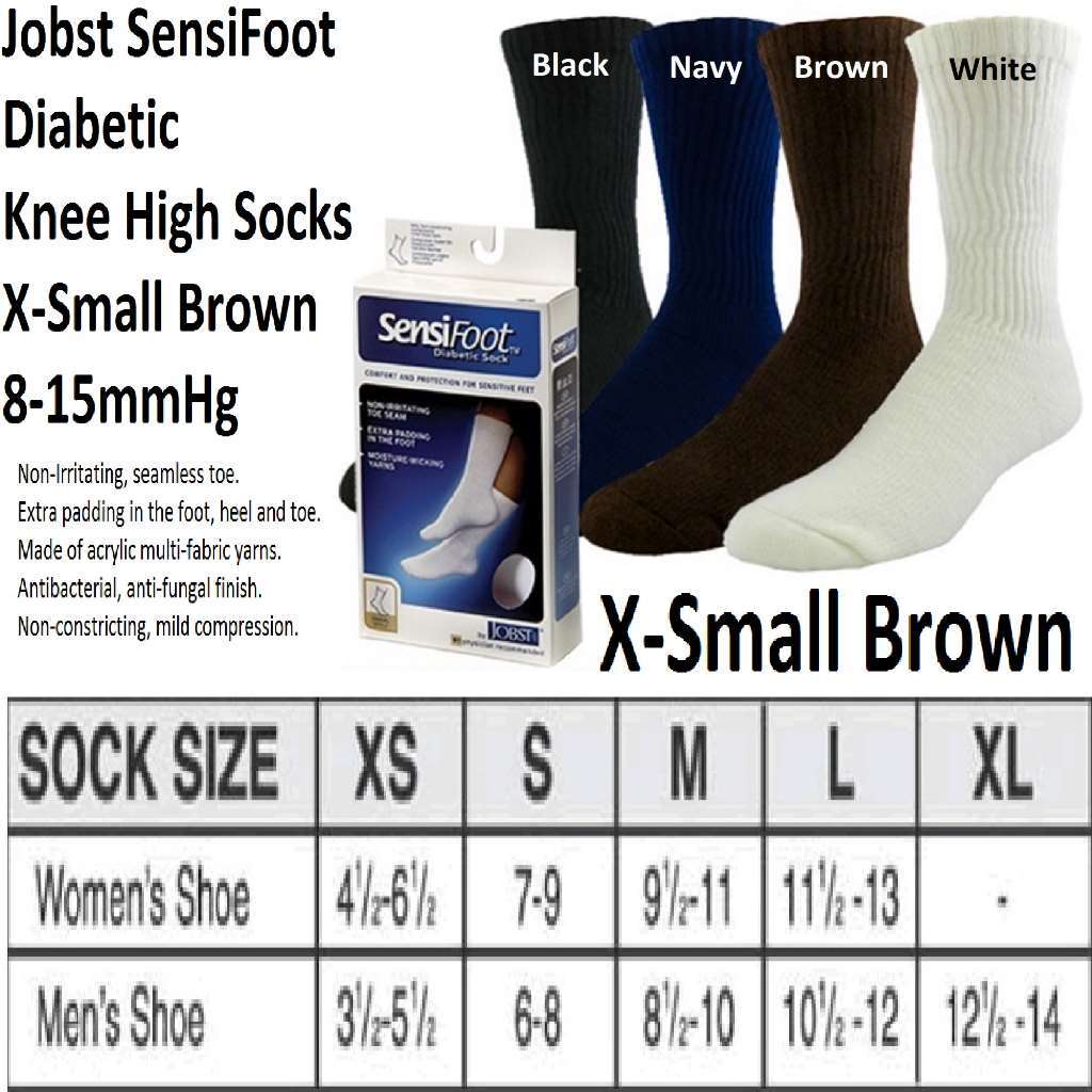 JOBST SensiFoot Diabetic Knee High Socks 8-15mmHg (Brown) X-Small