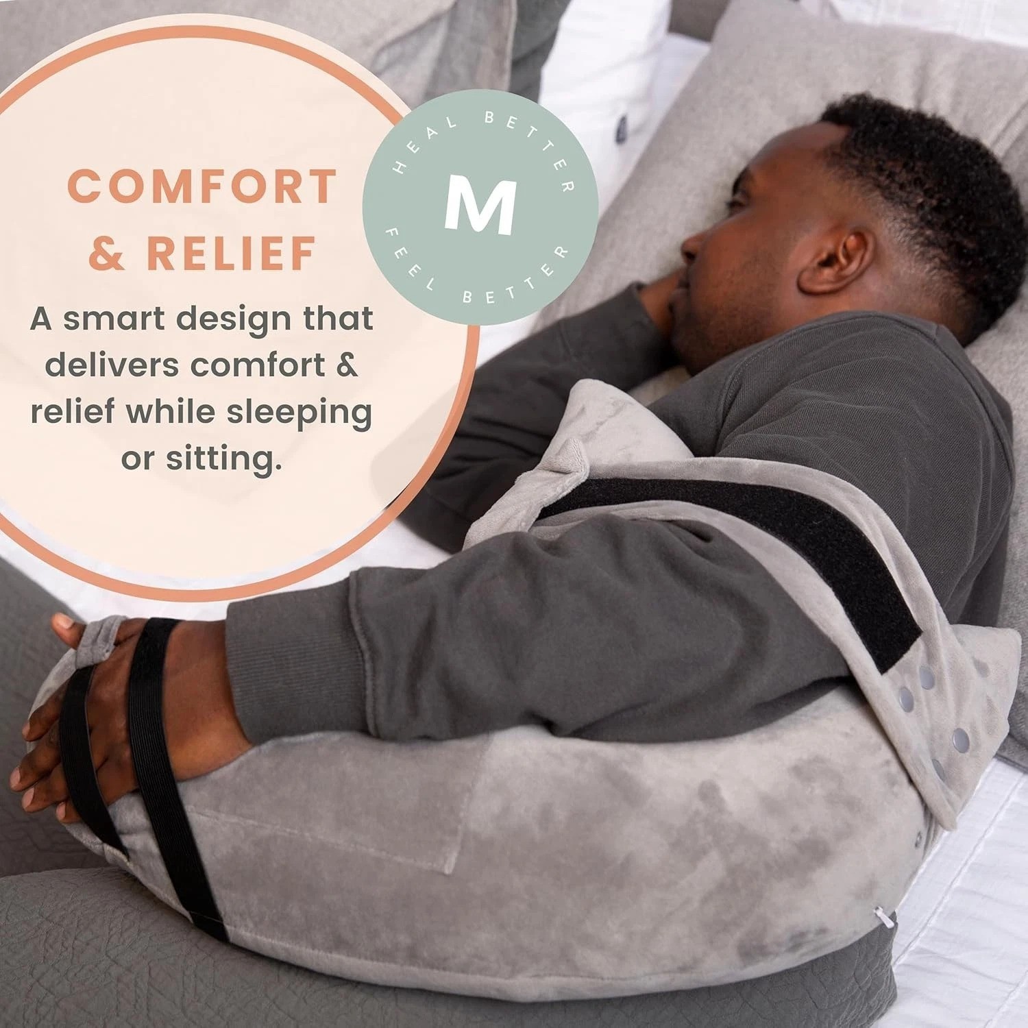 Moonlight Grey Arm Elevation Pillow for Shoulder Recovery Adjustable Features