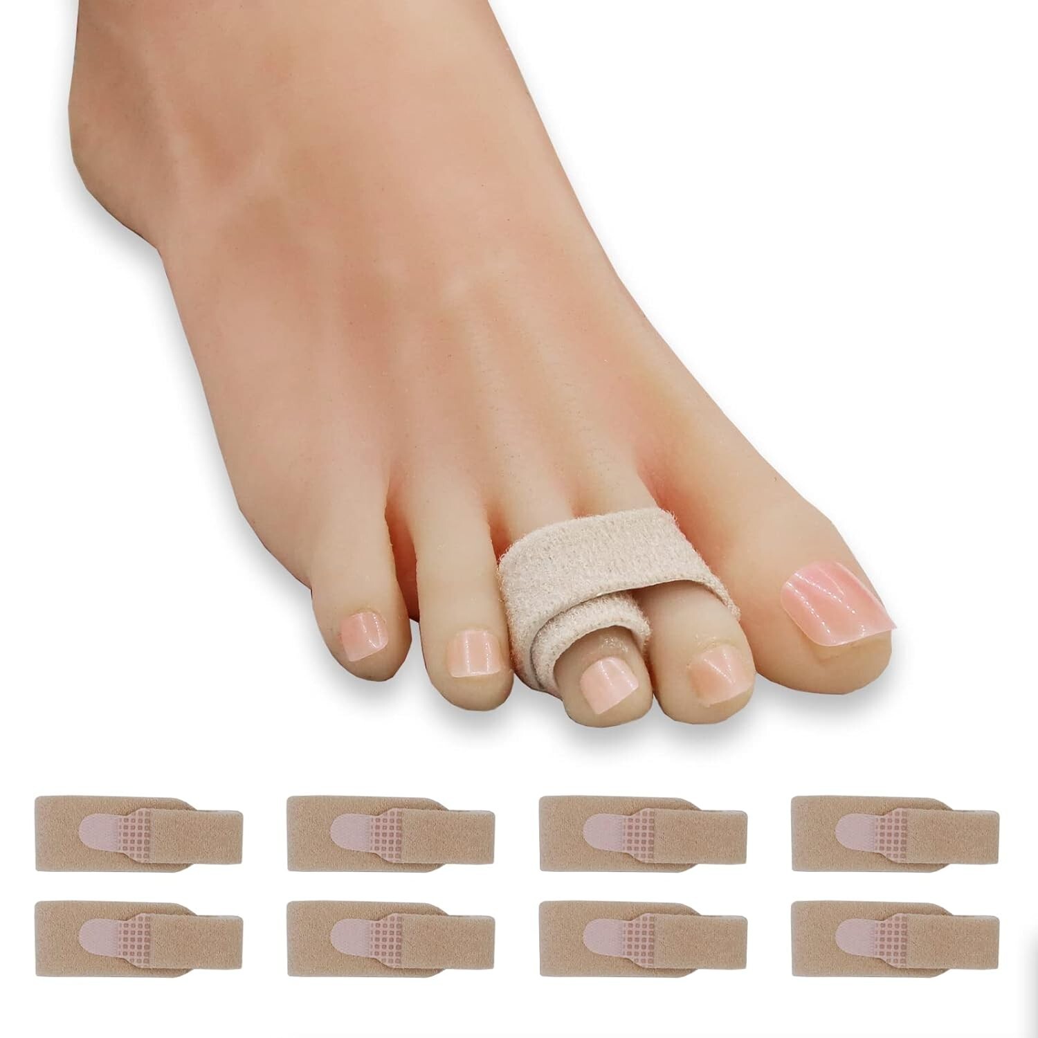 Broken Toe Wraps for Your Big Toes, 8 Pcs/Pack, Fabric Toe Splint Toe Cus