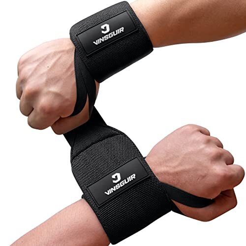 Elastic Wrist Straps for Weightlifting and Working Out, Breathable Wrist Black