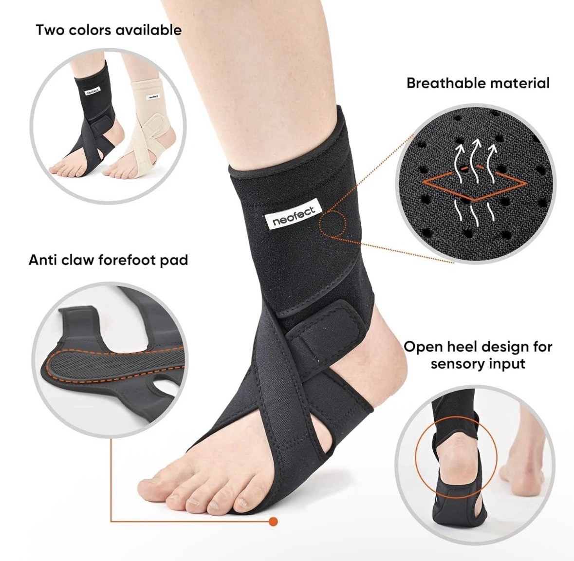 NEOFECT Drop Foot Brace – Adjustable AFO Ankle Medium / Left, Black Open Box