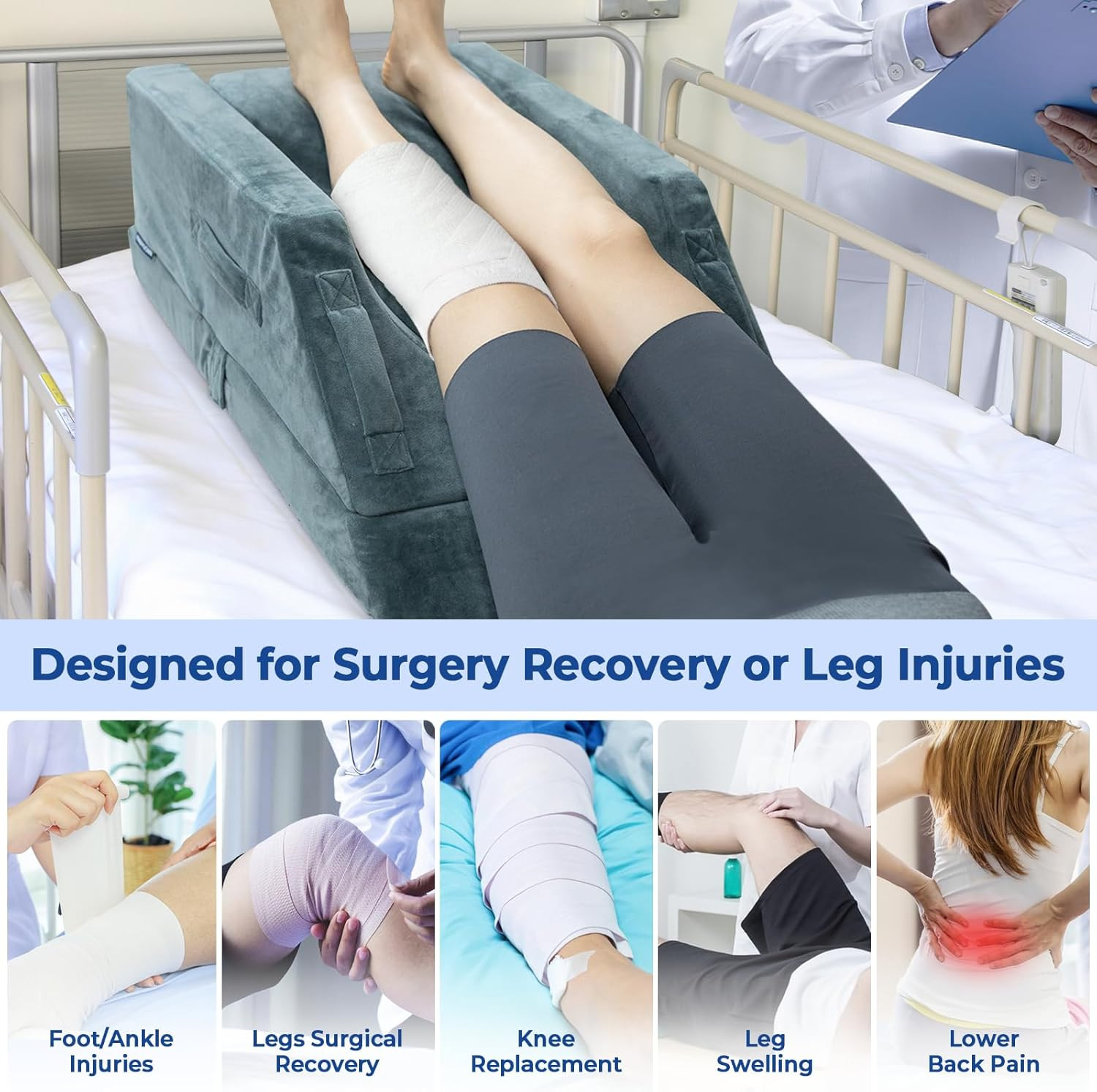 Adjustable Memory Foam Leg Elevation Pillows for Pain Relief & Comfort