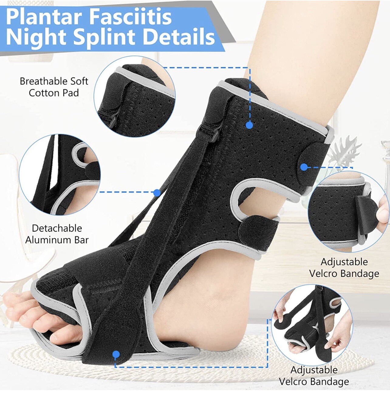 Plantar Fasciitis Night Splint Details 1 Pc Black