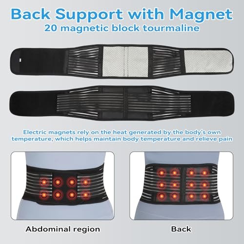 Back Support with Magnet, Tourmaline Magnetic Back Braces for Small Black-1