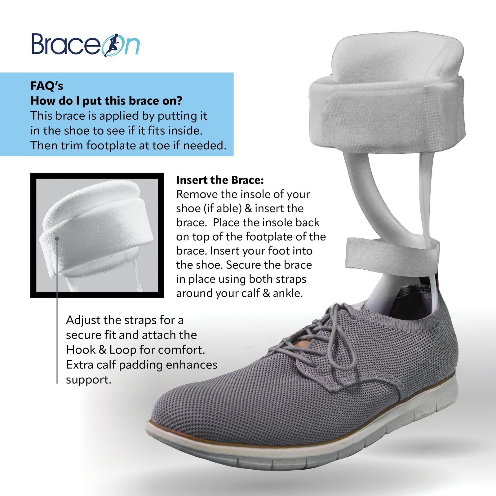 Brace On Swedish Deluxe AFO Ankle Brace for Women’s Left Foot Drop