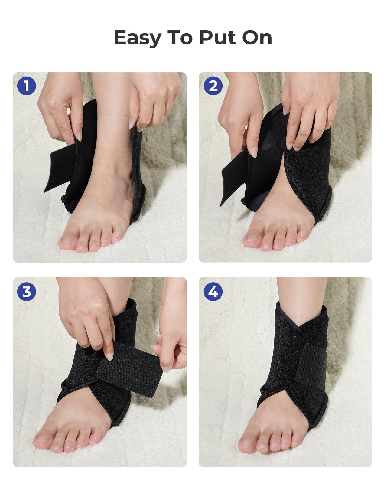 Koonie Ankle Ice Pack Wrap for Swelling, Plantar Fasciitis, Planters Black