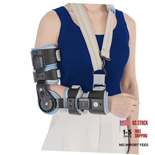 Hinged Elbow Brace ROM Elbow Brace Support with Strap Sling Adjustable Right