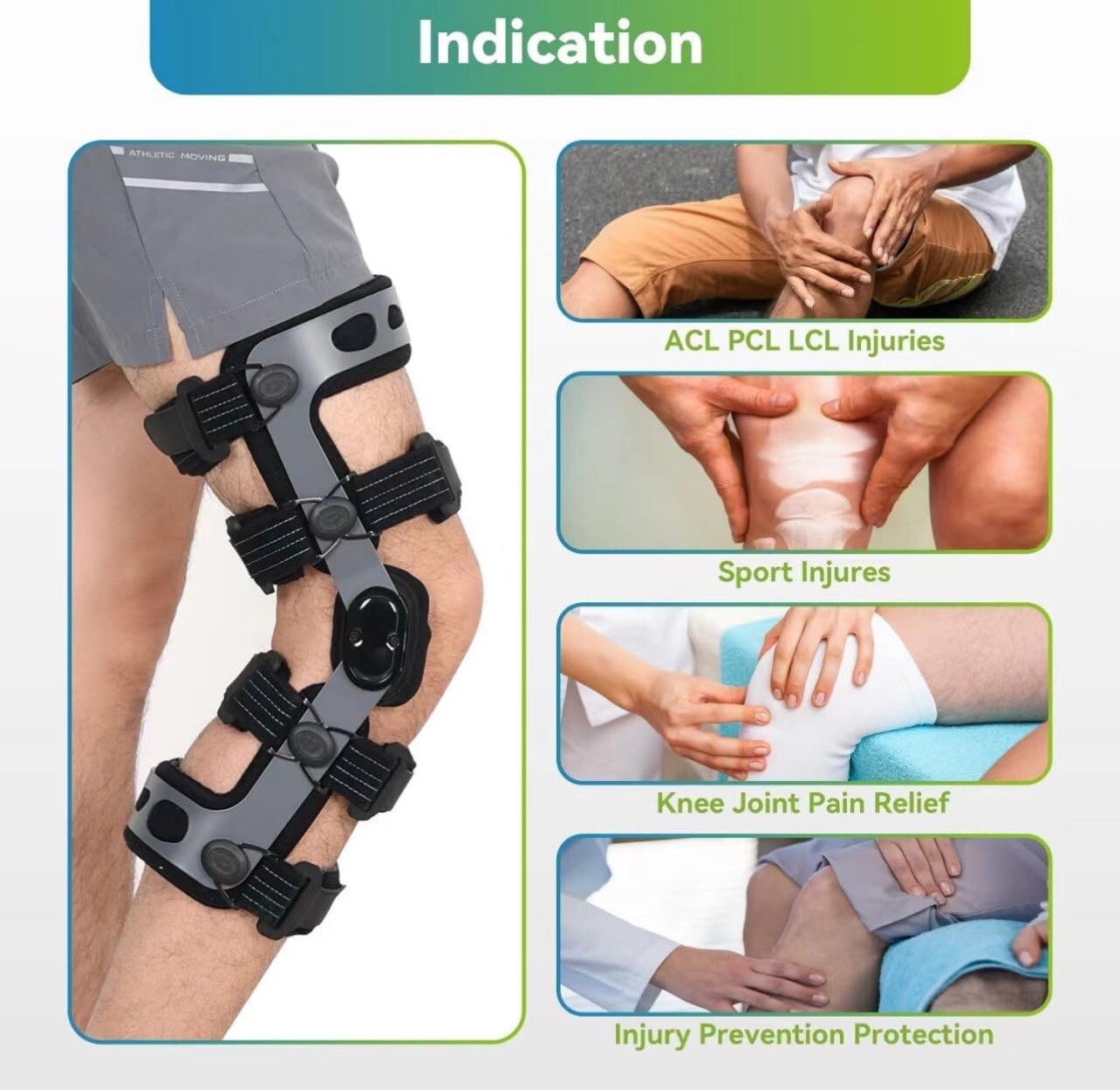 Functional Knee Brace – for ACL/MCL/PCL/Meniscus/Ligament/Sports Injuries