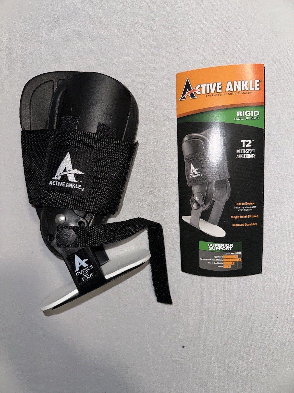 Active Ankle T2 Rigid Multi-Sport Ankle Brace -medium- Black No Box. L