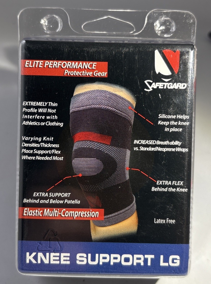 Safetgard All Sports(Football/Baseball)Compress Knee Support Large 17.5”-19”NEW