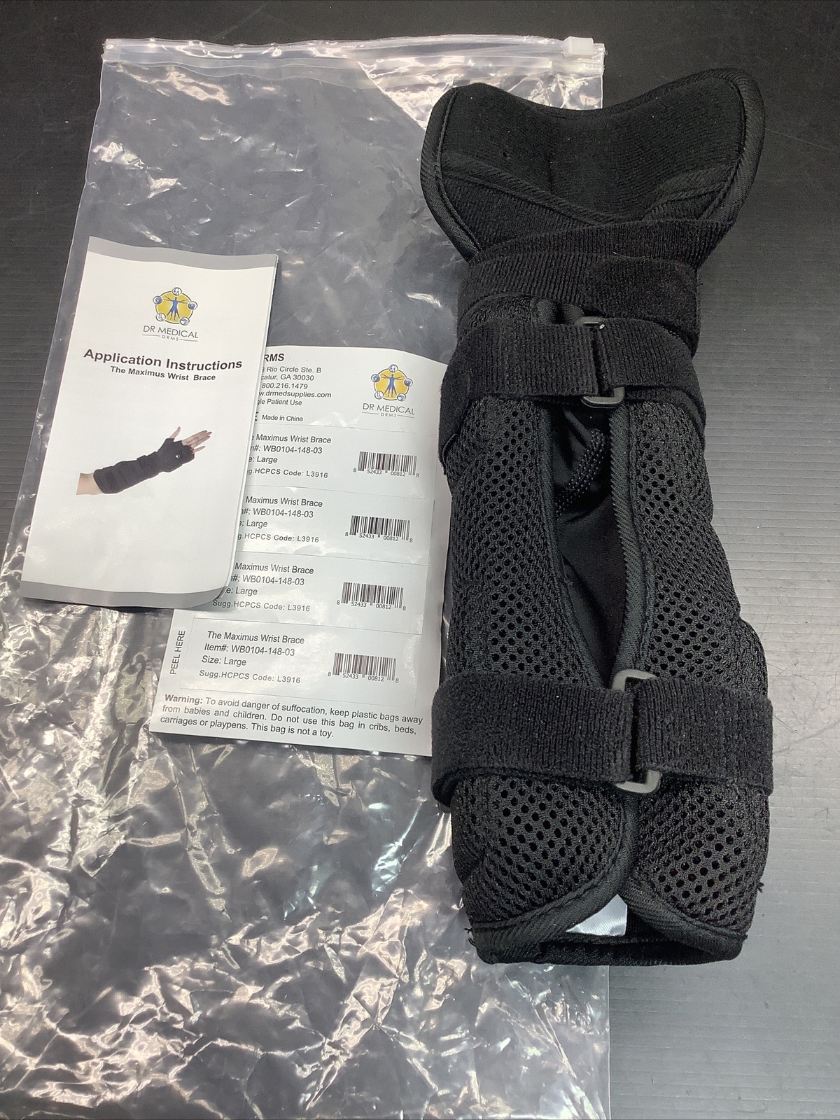 Dr Medical DRMS The Maximus Wrist Brace WB0104-148-03 Size Large New