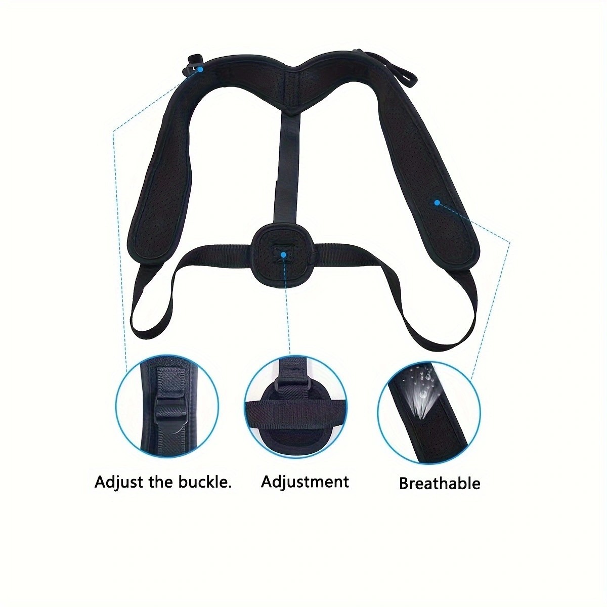 Adjustable Posture Corrector Back Shoulder Support Brace for Men Women Black