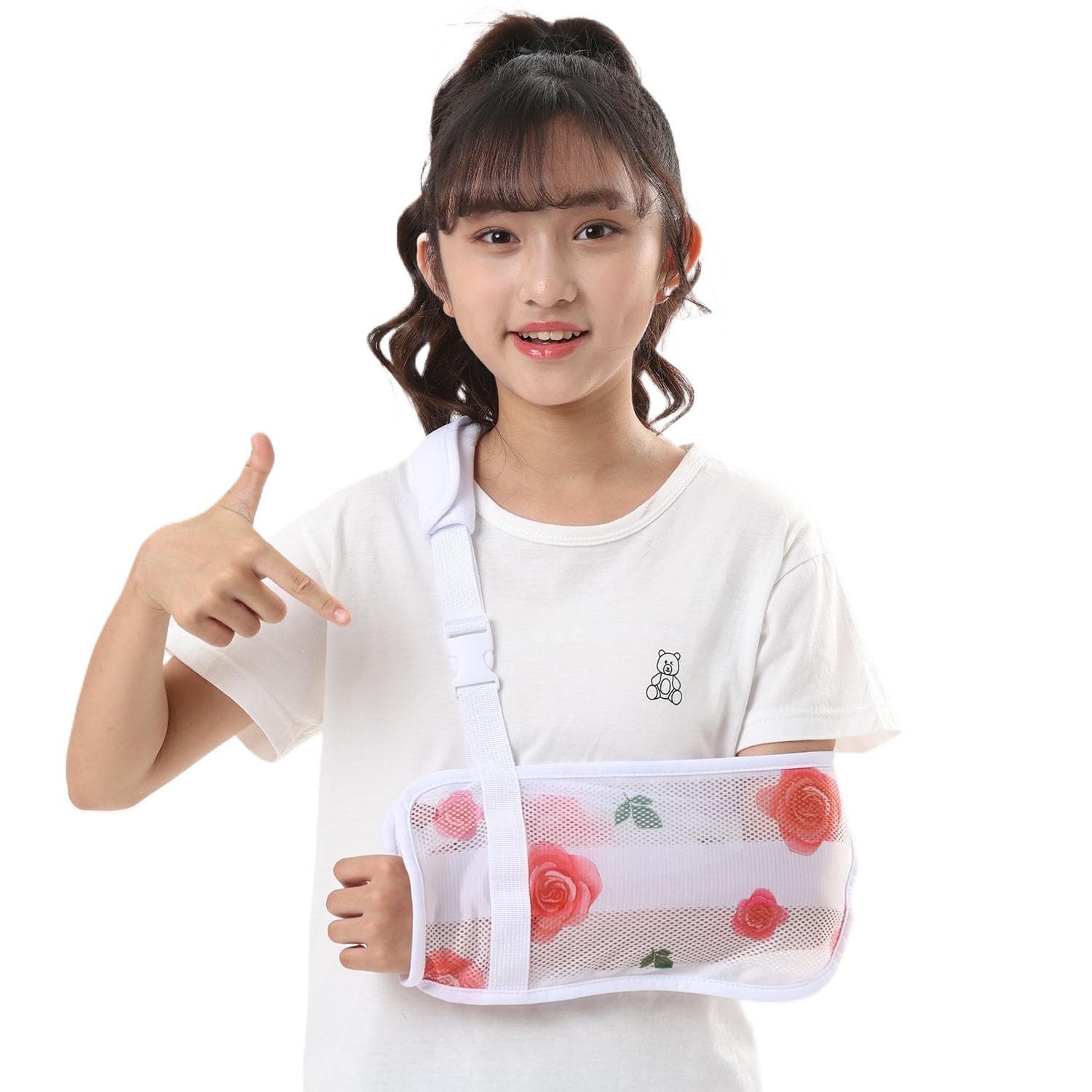 Kids Print Mesh Arm Sling Adjustable Breathable Support Rose 2 Size Large