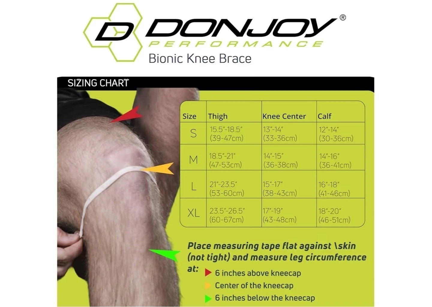 sh8 Large DONJOY Performance BIONIC Knee Support Brace Black