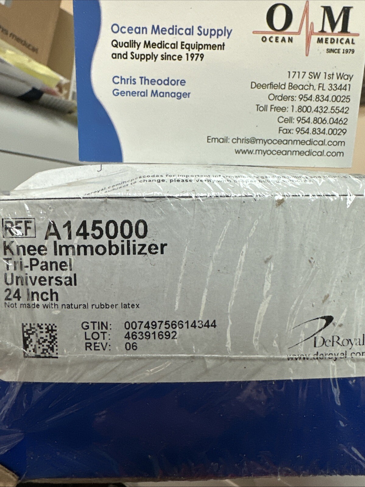 Tietex Knee Immobilizer 24″ L Adult, Universal Left/Right, Deroyal A145000 New!
