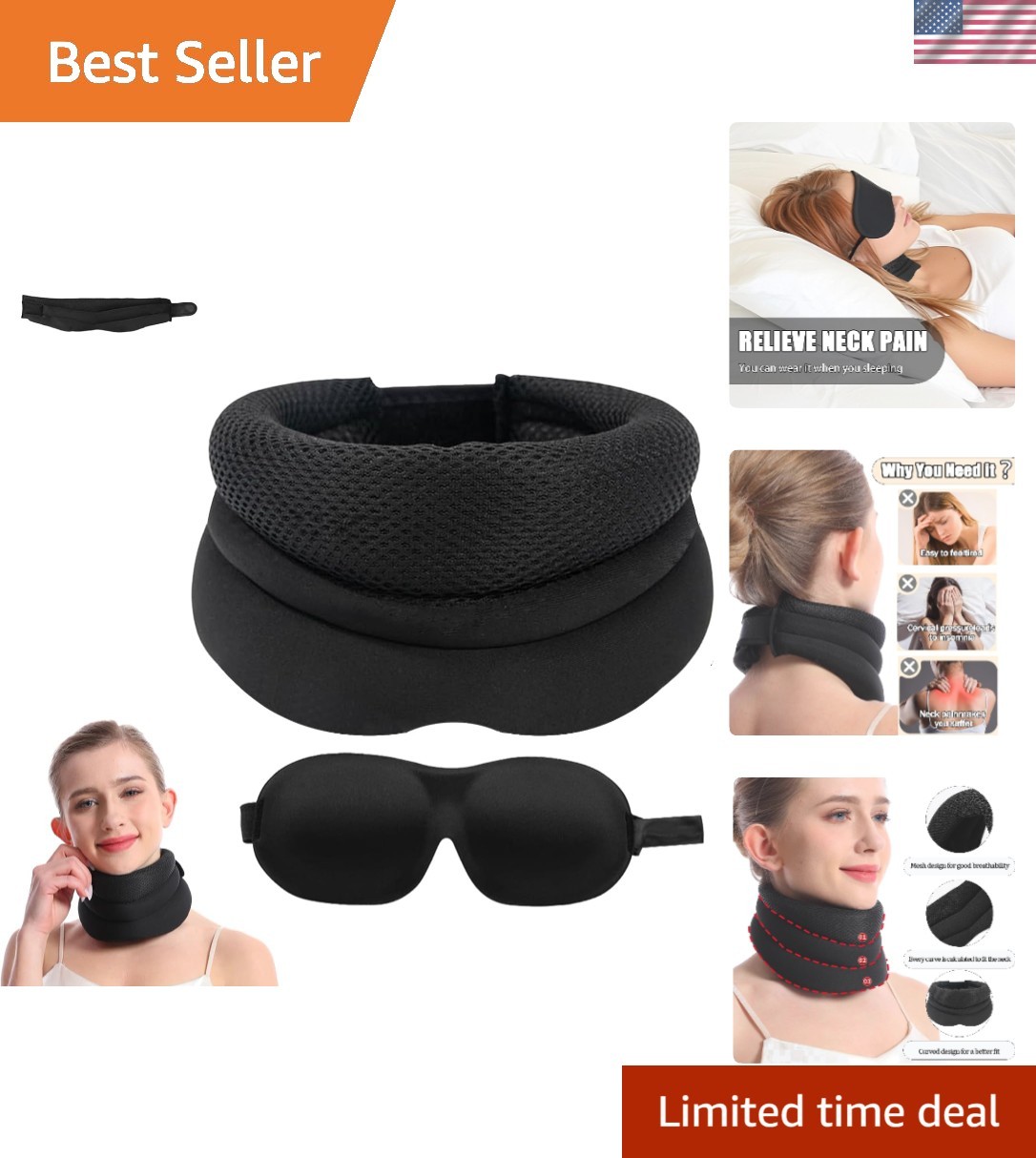 Soft Adjustable Cervical Collar for Neck Pain Relief – Travel Friendly Design