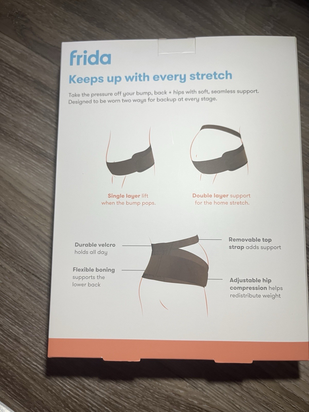 Frida Dual-Support Belly Band Abdominal Support Adjustable S/M Cocoa