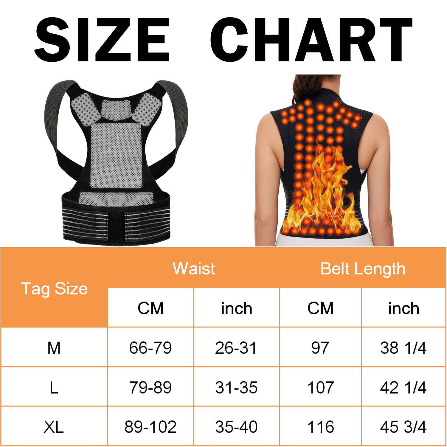 Posture Corrector Support Magnetic Back Shoulder Brace Belt Band For Men & Women