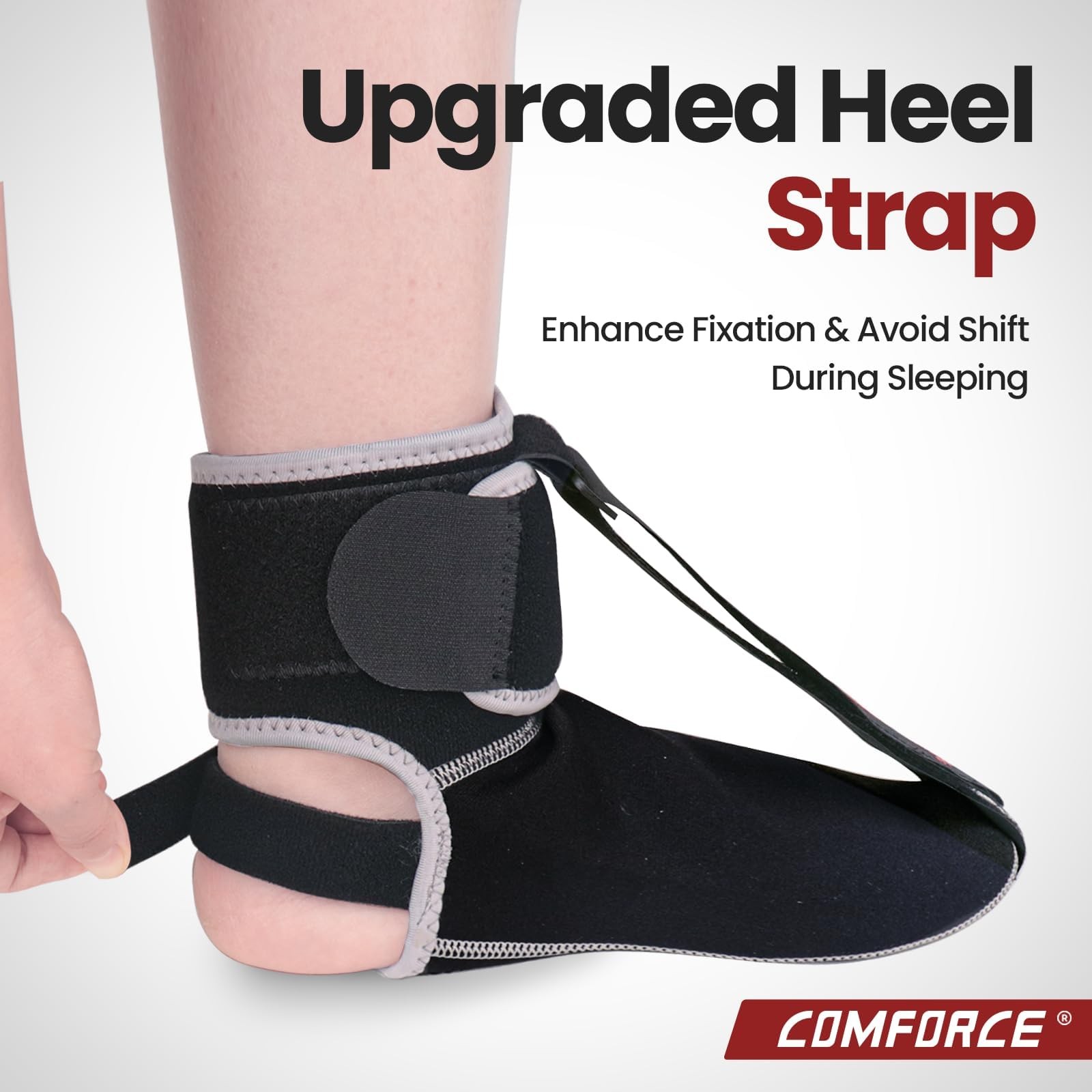 COMFORCE Plantar Fasciitis Night Splint, Achilles Tendonitis Large, black
