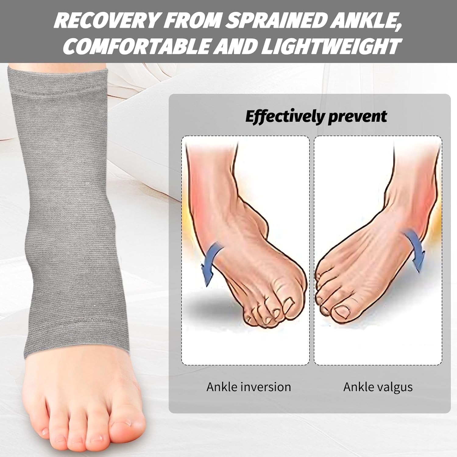 Ankle Compression Sleeve Foot Support Brace Plantar Fasciitis Sock M-L