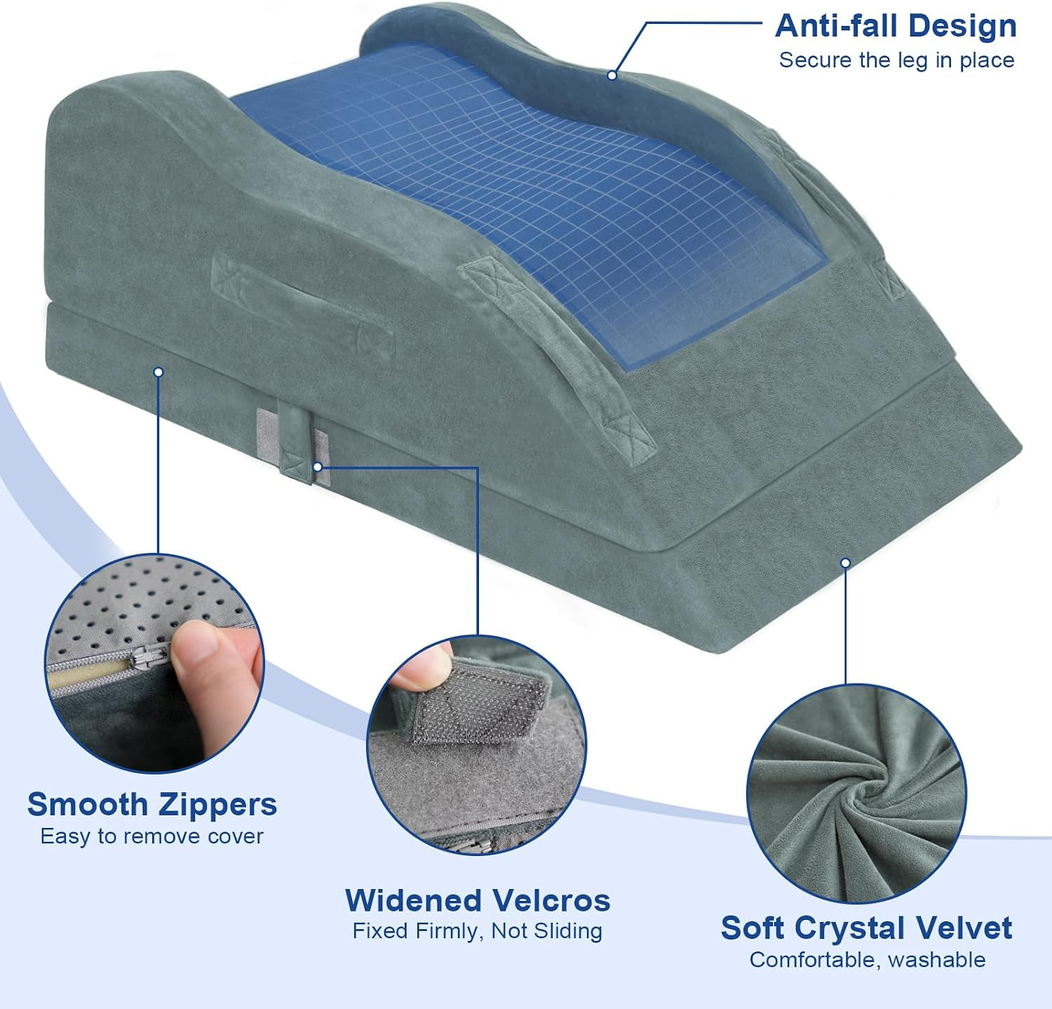 Adjustable Leg Elevation Pillows for after Surgery with Ergonomic Curve, Cooling