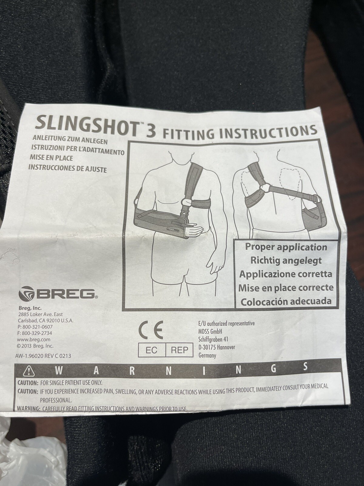 Breg Slingshot 3 Shoulder Brace, Medium Pads Only No Sling