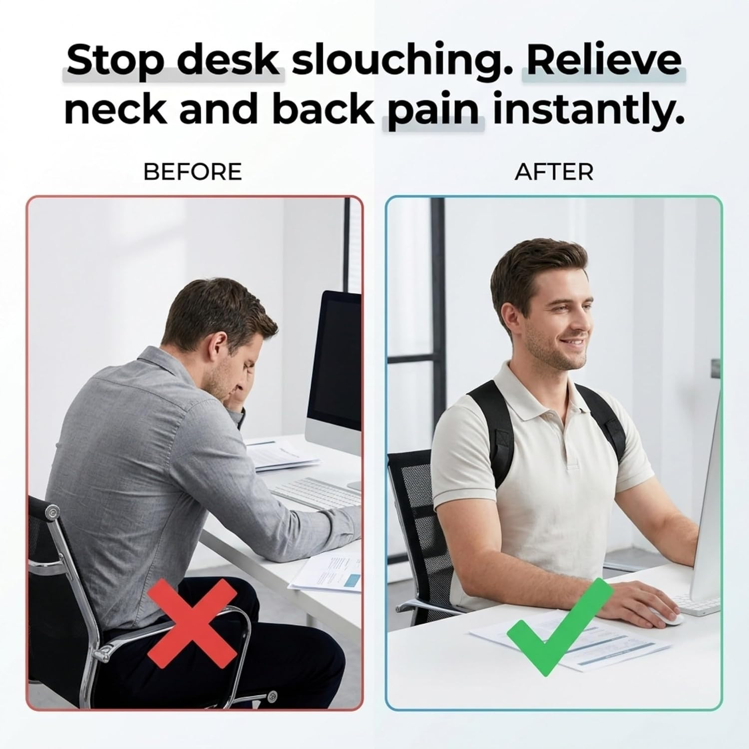 Invisible Back Posture Corrector for Women and Men | Breathable, Shoulder Brace