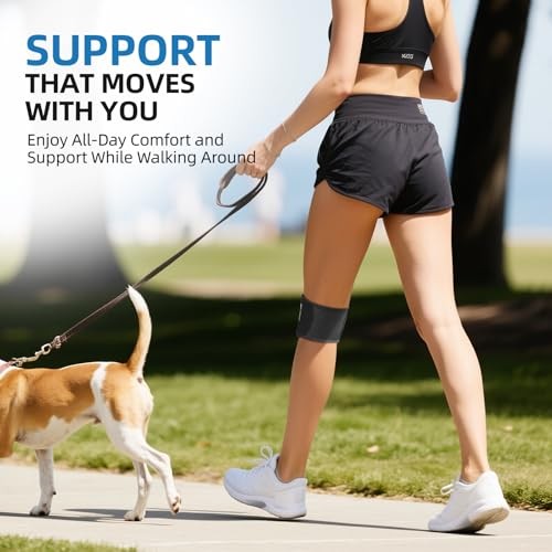 Patella Tendon Support Knee Brace for Women & Men, Adjustable Knee L/XL Black