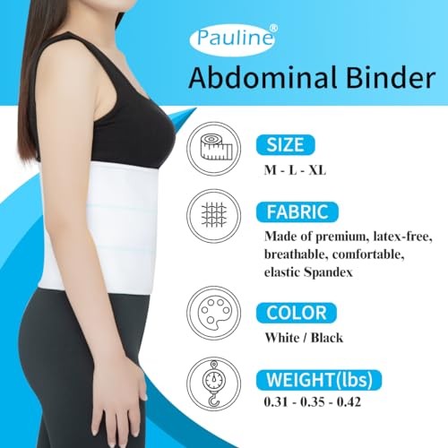 Abdominal Binder Post Surgery Compression Support | Stomach M / 30″-45″ White