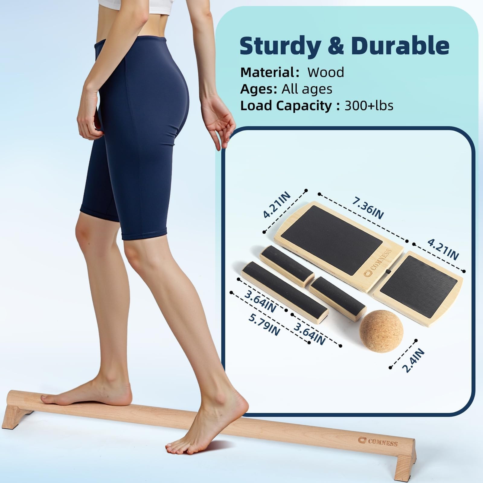 Versatile 40 Inch Beech Wood Balance Beam for Home Use – Enhance Balance, Ank…