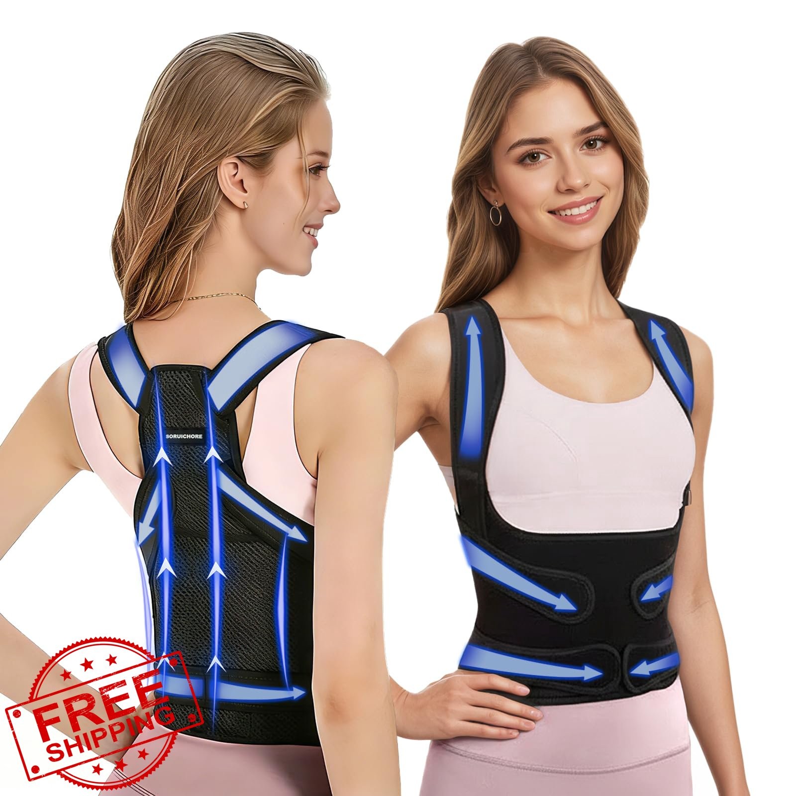 SORUICHORE Posture Corrector Back Brace Shoulder Support Pain Relief