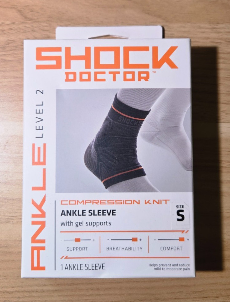Shock Doctor Compression Knit Ankle Sleeve w/ Gel Support – Level 2 – SMALL