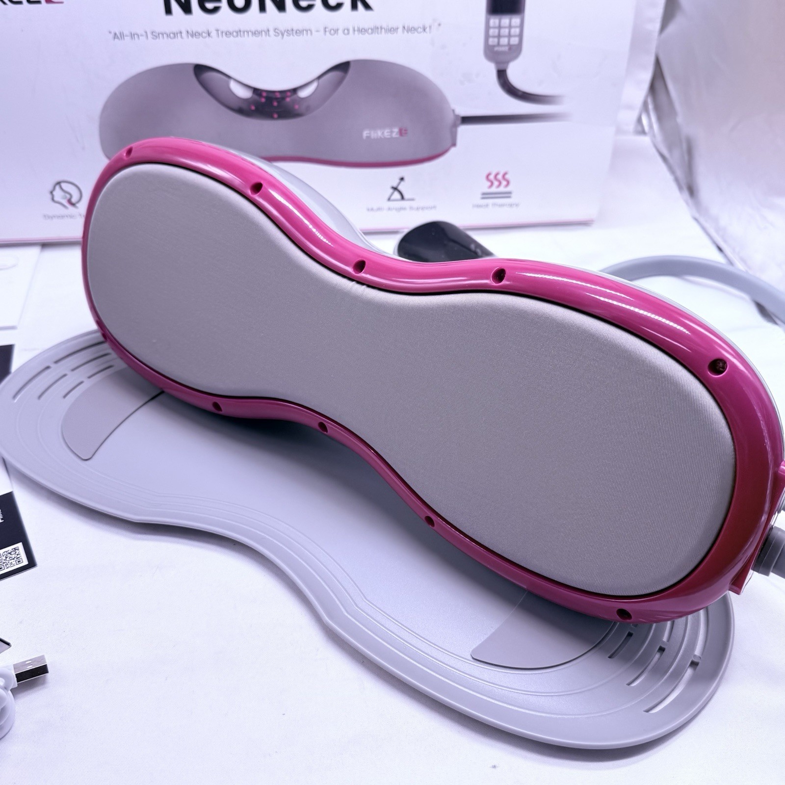 Heated Neck Stretcher with Red Light Therapy, Wireless Cervical Traction Devi…