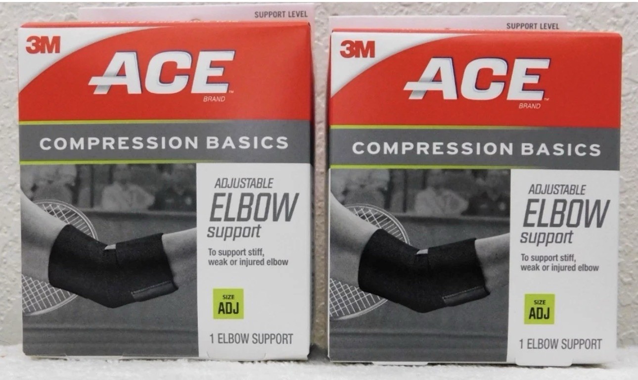Lot of (2) 3M Ace 104020 Elbow Support, Adjustable Compression, Moderate Support