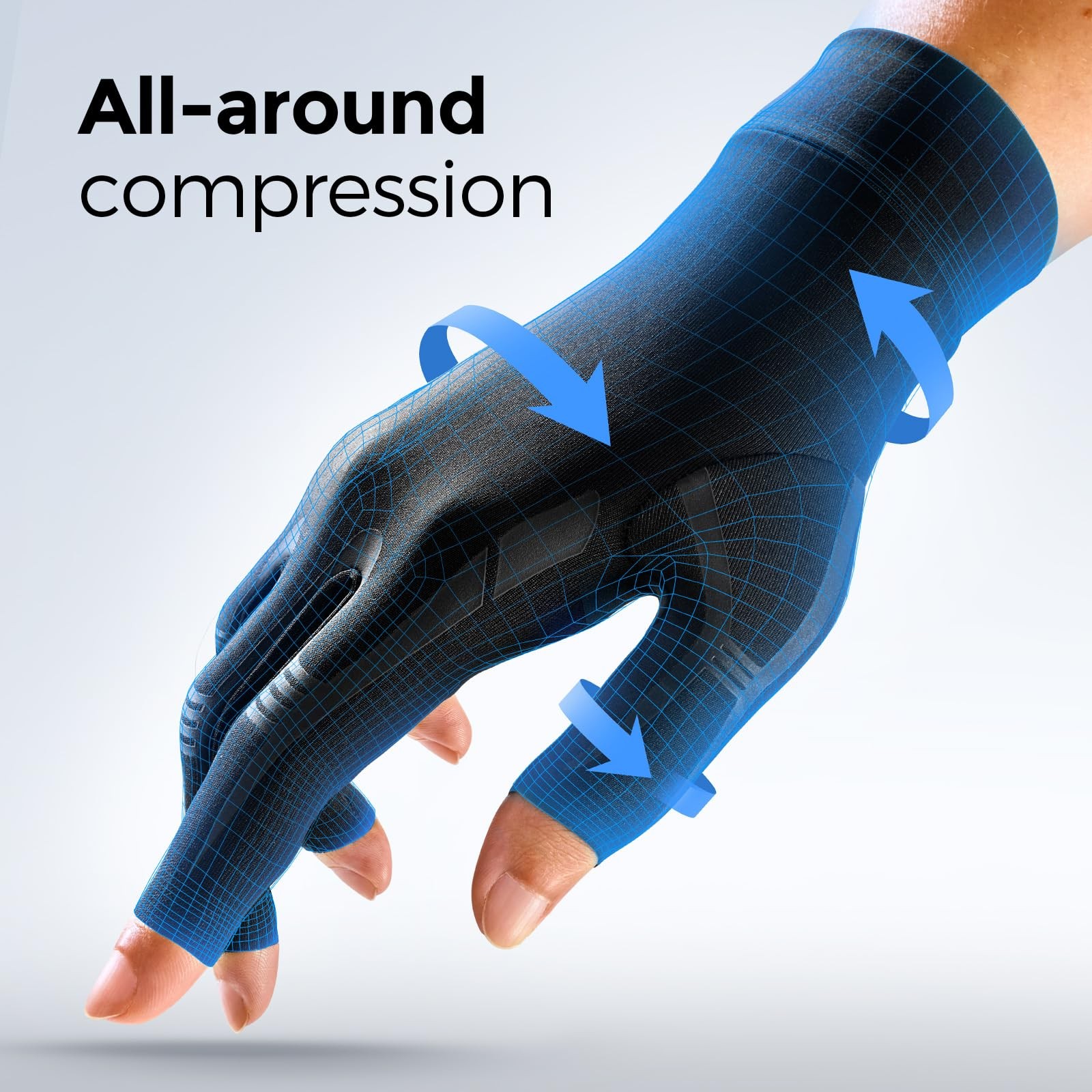 FREETOO Hand Compression Gloves for Swelling, XS-pair, Matte Black