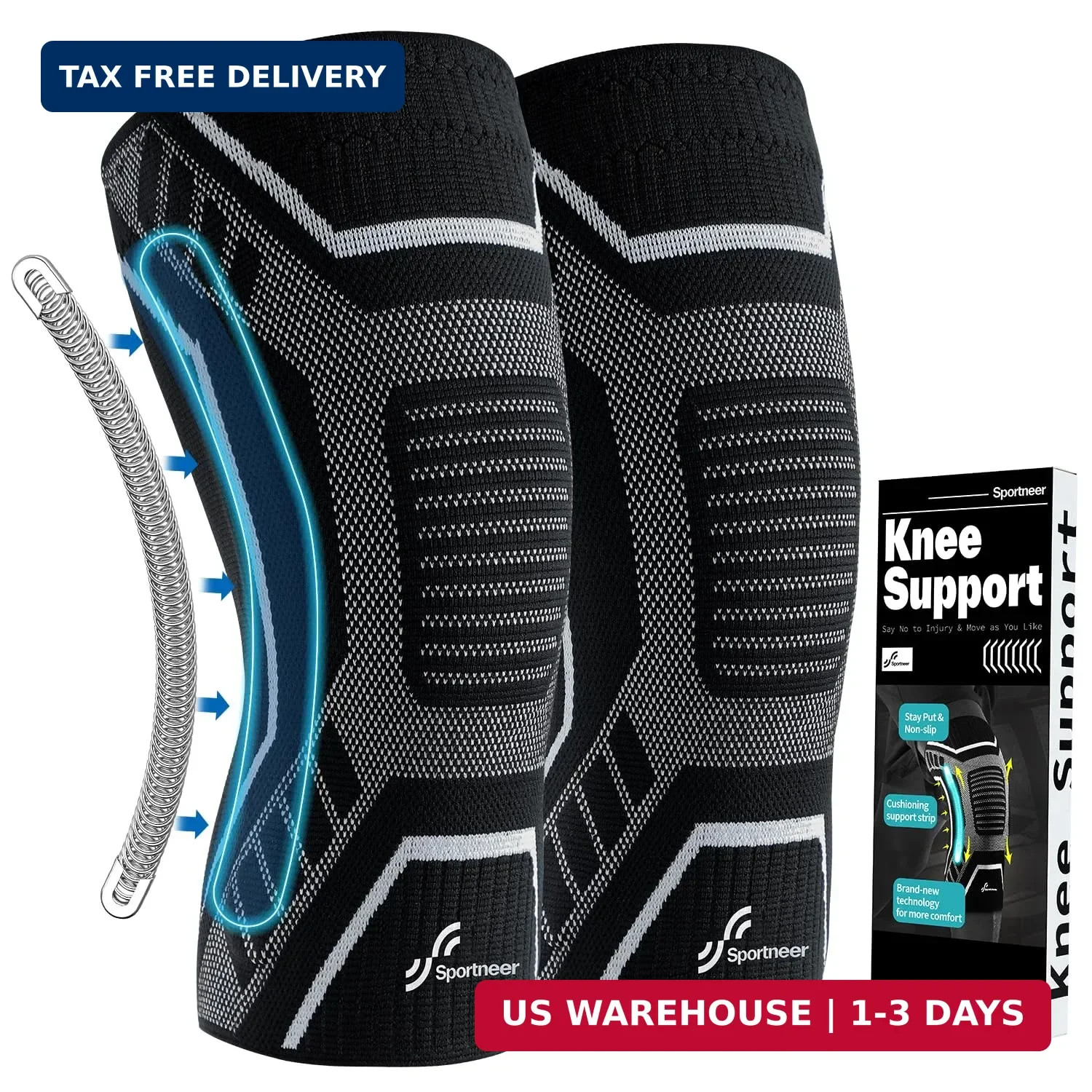 Knee Brace for Men Women Knee Compression Sleeve with Side Stabilizers M | Knee