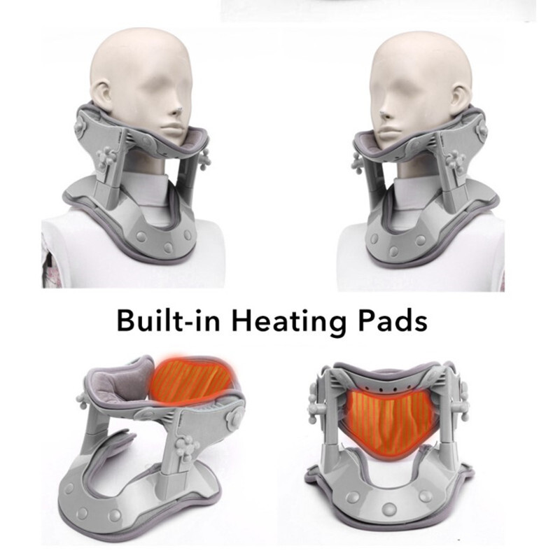 Cervical Neck Traction Device Heating Brace Support PainRelief Stretcher Therapy