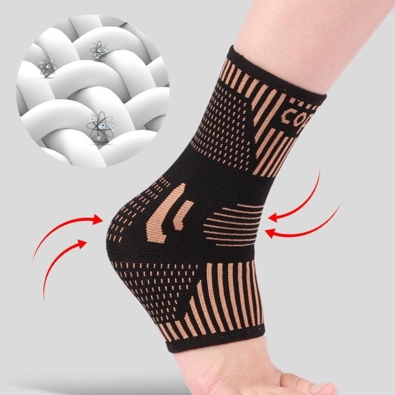 Copper Ankle Support Brace Stabilizer Compression Sleeve Socks Foot Pain Relief