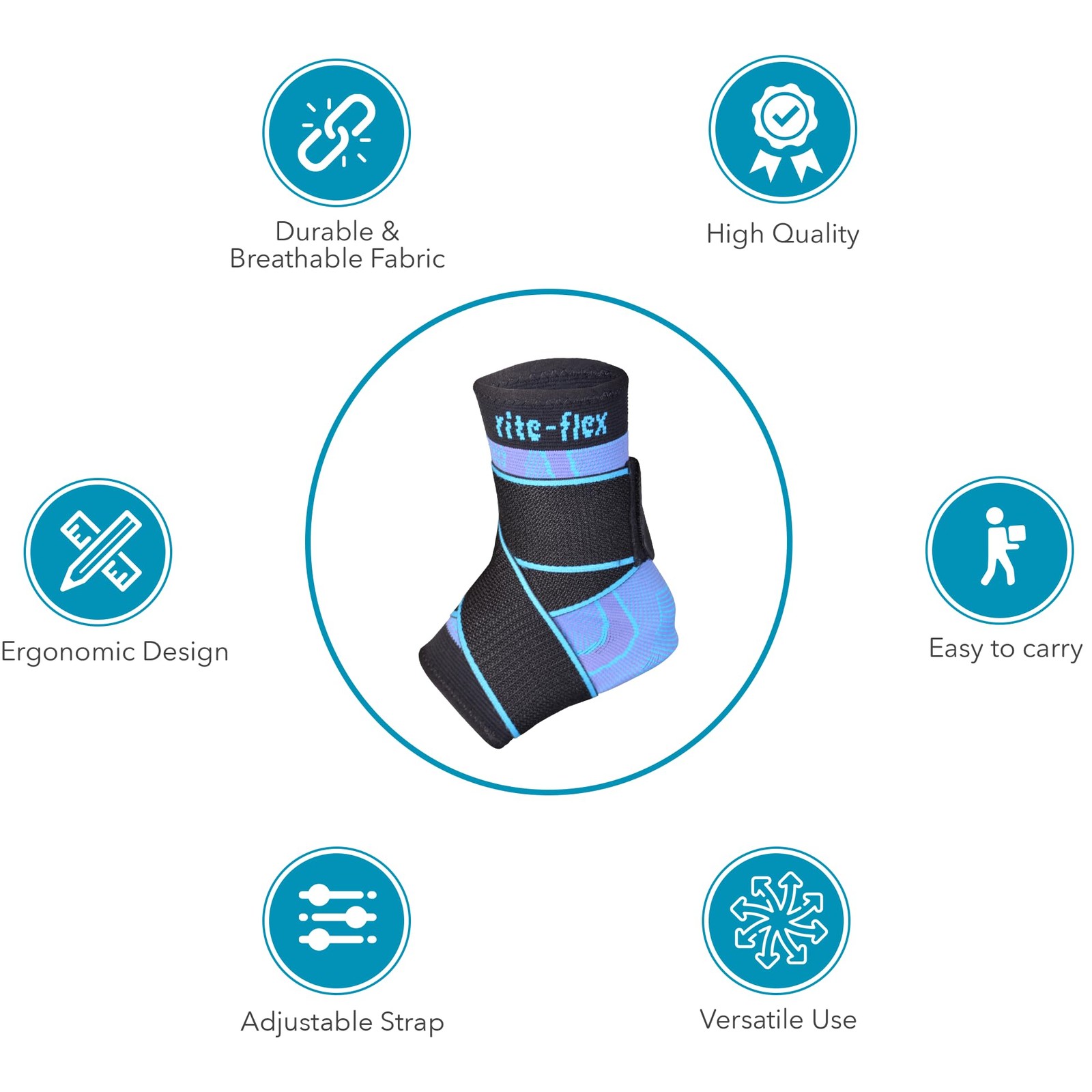 3in1 Ankle Compression Sleeve Silicone Heel Pad Brace Sprains Small 1 PCS