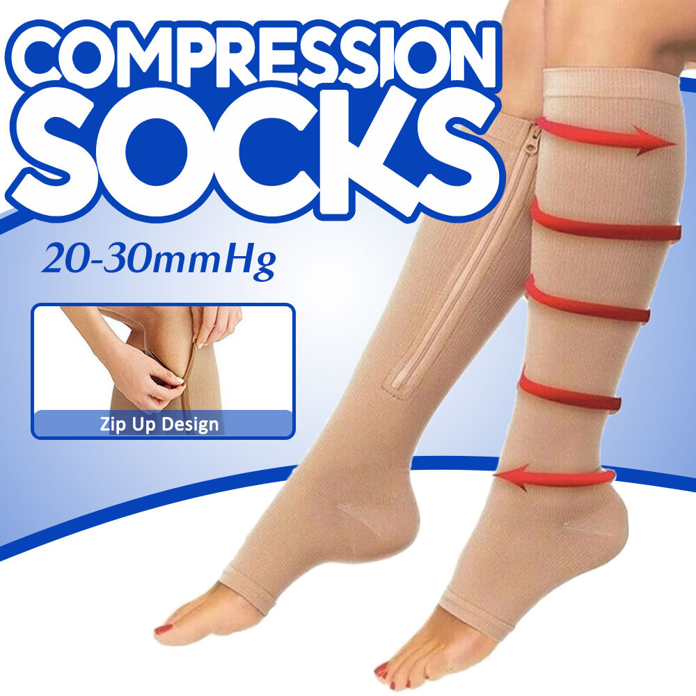 Plus Size Compression Socks Vital Socks With Zipper Toeless Circulation Socks