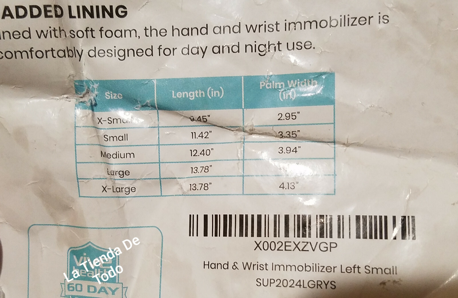 LEFT SMALL HAND WRIST SPLINT BRACE SOFT CUSHIONED SUPPORT CVA CONTRACTURES READ