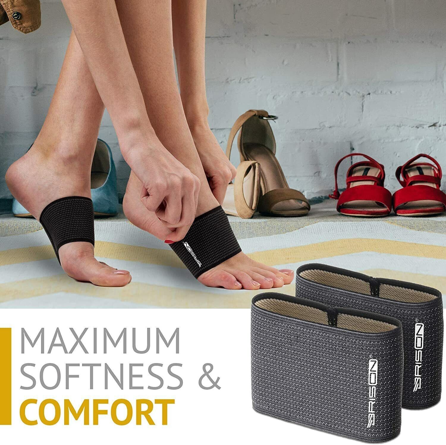 Compression Arch Supports unisex adjustable comfort by Brison, 2 pair, 4 ea