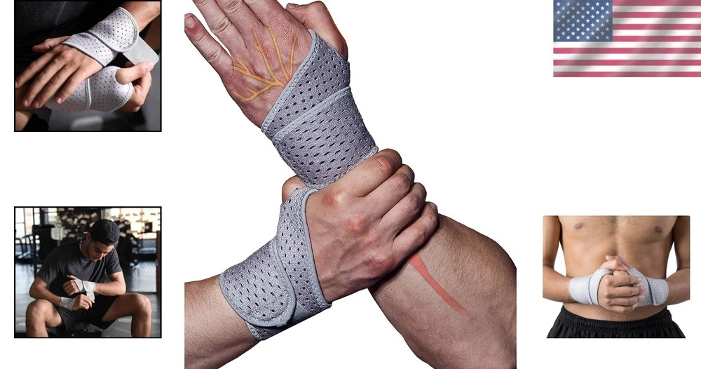 Hirui 2 Pack Wrist Compression Strap and Wrist Brace Sport Wrist Support for Fit