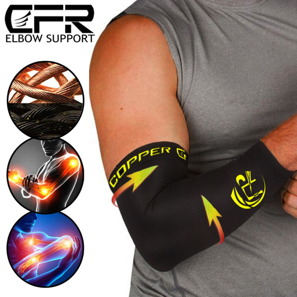 Copper Elbow Support Brace Arm Compression Sleeve Tennis Arthritis Joint Pain US