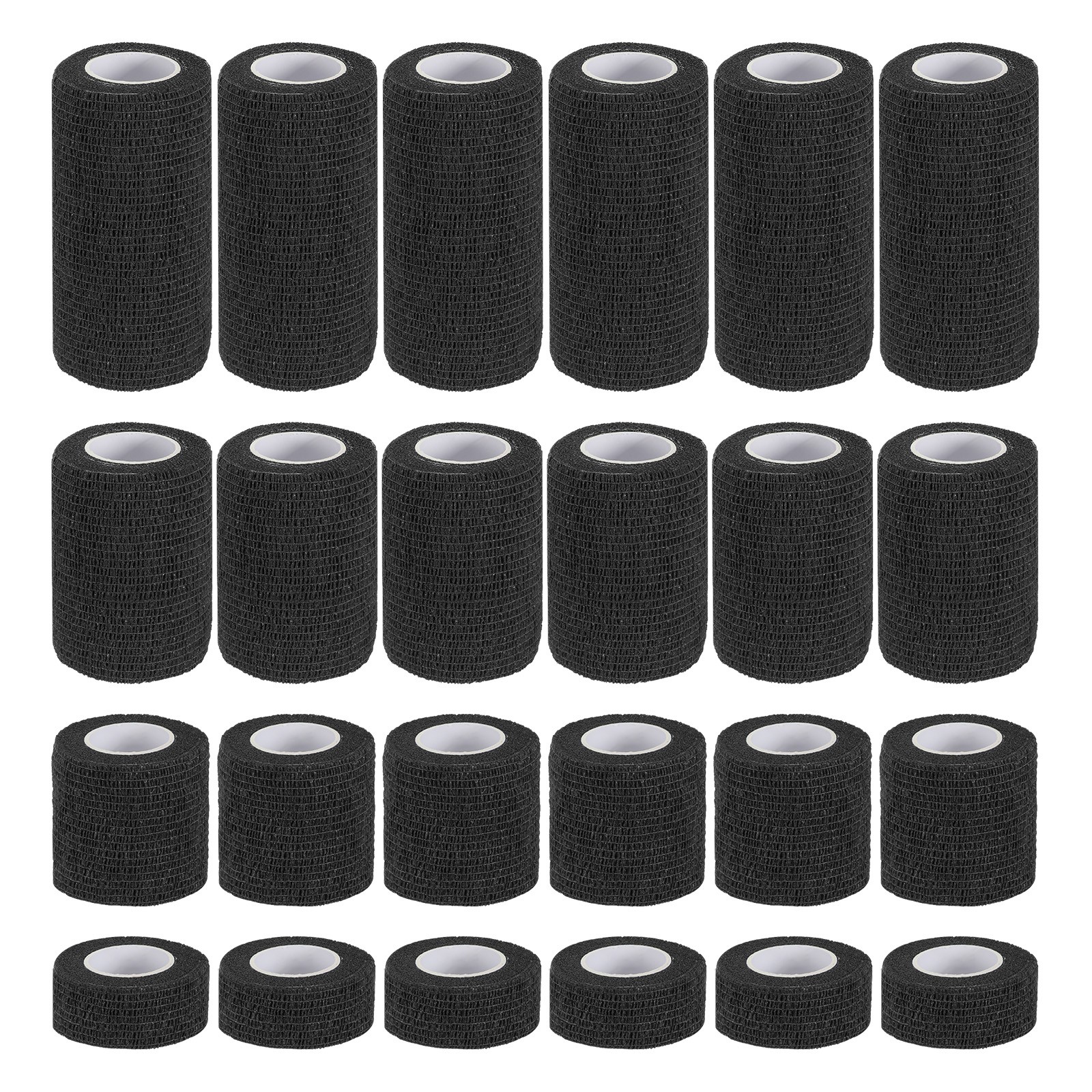1″/2″/3″/4″ 24 Pcs 5 Yard Self Adhesive Bandage Wrap Self Tape Black