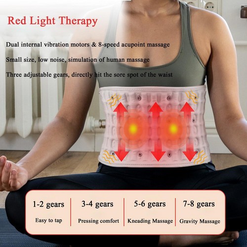Inflatable Waist Belt with Red Light Therapy Vibrate and Heating Massage Relieve