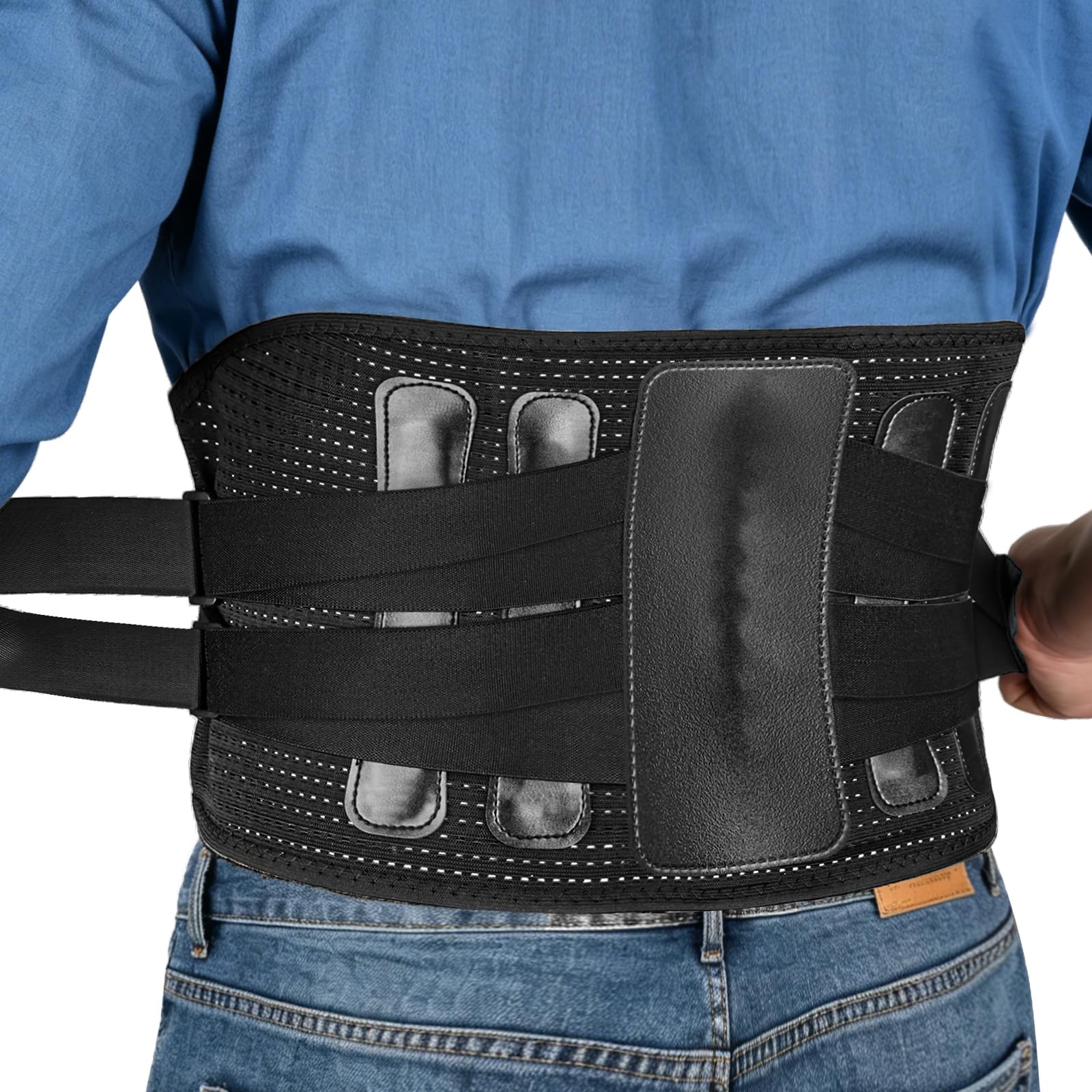 OALKRUY Back Brace, Adjustable Lumbar Support Belt for Men and Large, Black